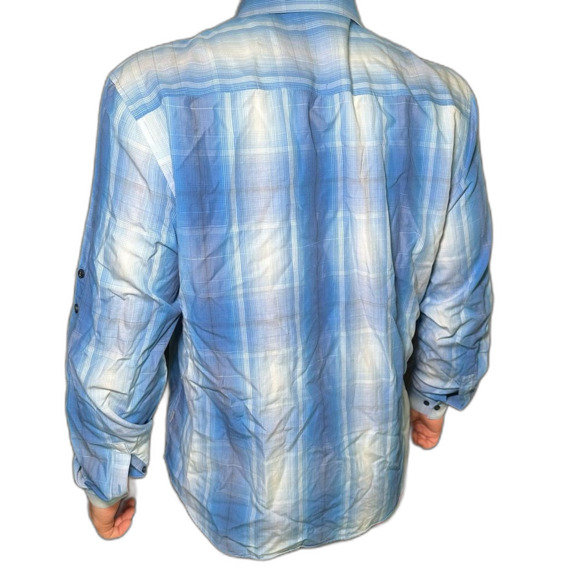 Calvin Klein Blue and White Casual Button Down Shirt - Picture 5 of 7